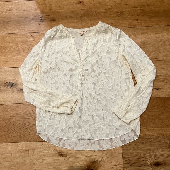 Rebecca Taylor Ivy Vine Long Sleeve Blouse, Silk Blend, Size 6, Ivory - Picture 1 of 10